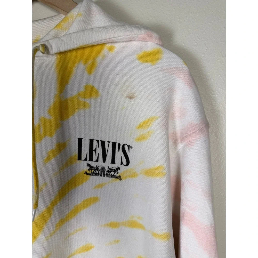 LEVI'S Heavyweight Streetwear Festival 90s Hoodie Mens L Bright Tie Dye Pullover